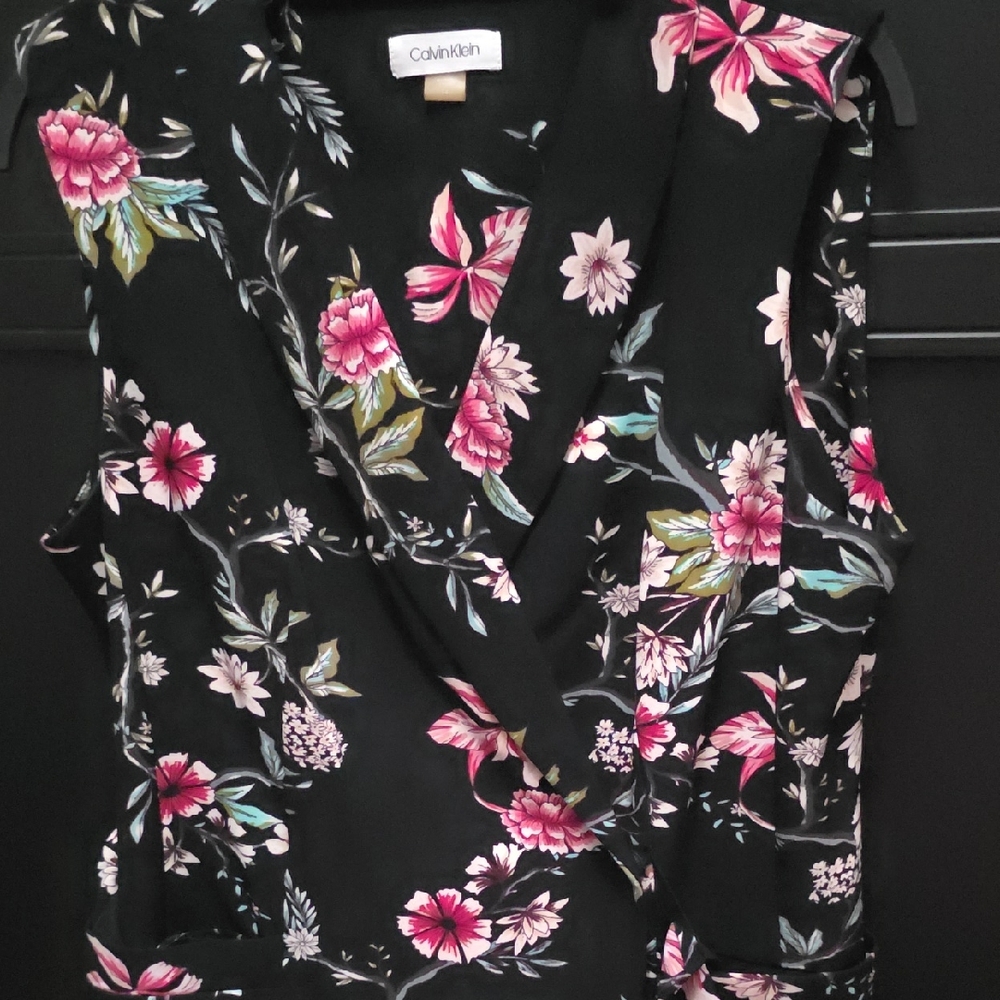 Calvin Klein Black Dress with Pink Floral Pattern